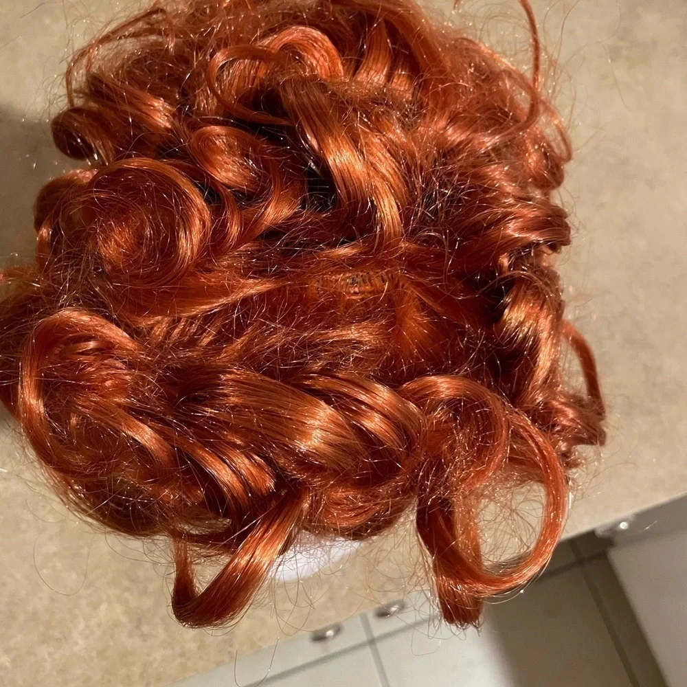 Red Synthetic Curly Hair with Bangs Cosplay Halloween Little Mermaid Ariel
